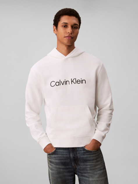 White Logo Hoodie  Men