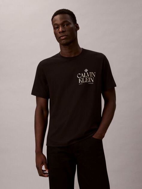 Black Logo Roses Graphic Classic T-Shirt  Men