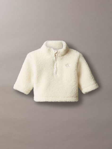 Beige Newborn Teddy Half-Zip Jacket  Newborn