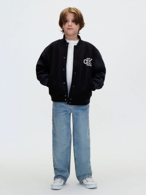 Black Kids' Felt Varsity Bomber Jacket  Boys