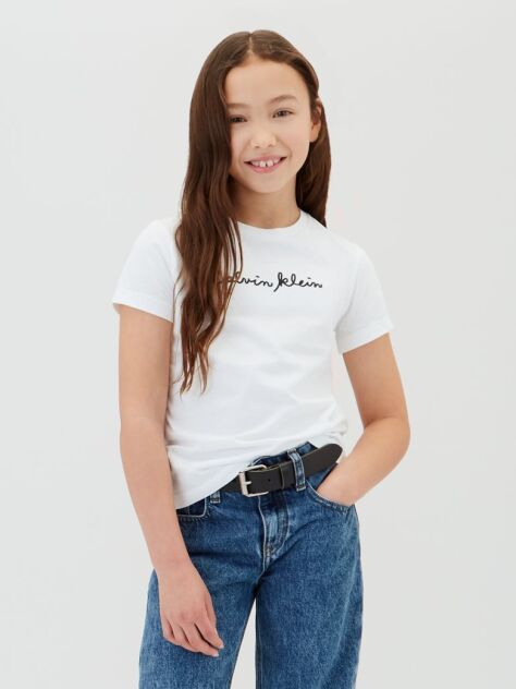 Λευκό Παιδικό Slim T-Shirt Με Λογότυπο  Κορίτσι