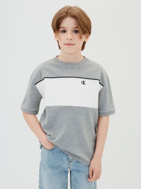 Γκρι Παιδικό T-Shirt Με Color Block Σχέδιο  Αγόρι