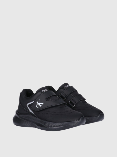 Black Kids Low Cut Velcro Sneakers  Kids Unisex