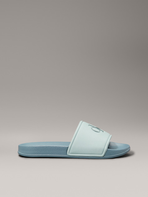 Green Logo Print Pool Slide  Kids Unisex