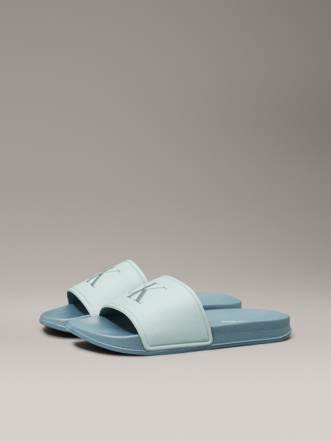 Green Logo Print Pool Slide  Kids Unisex