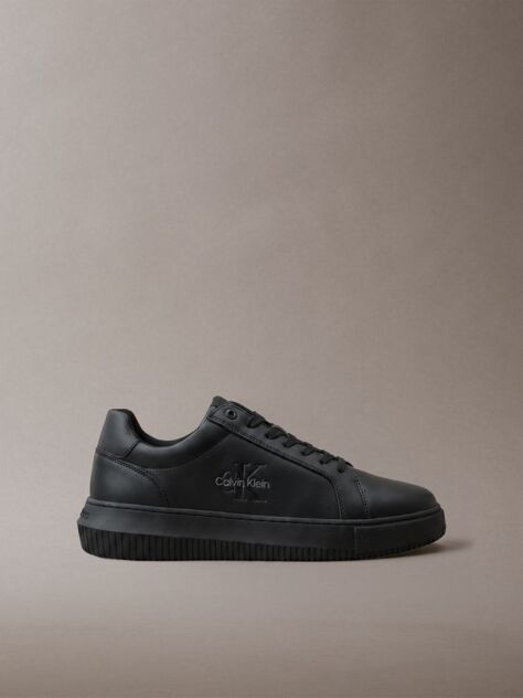 Black Leather Trainers  Men