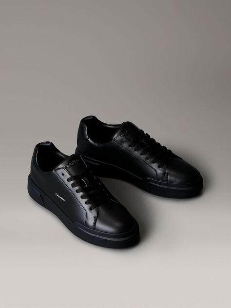 Black Leather Durable Traction NYC Trainers  Men