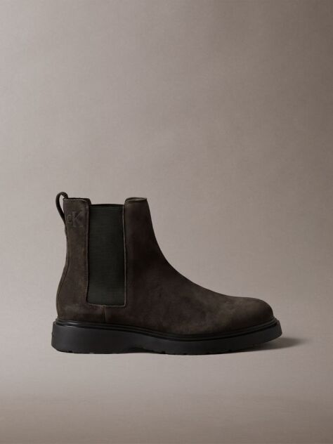 Grey Suede Lug Chelsea Boots  Men