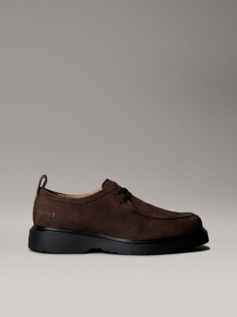 Brown Nubuck Leather Lug Sole Derby Shoes  Men