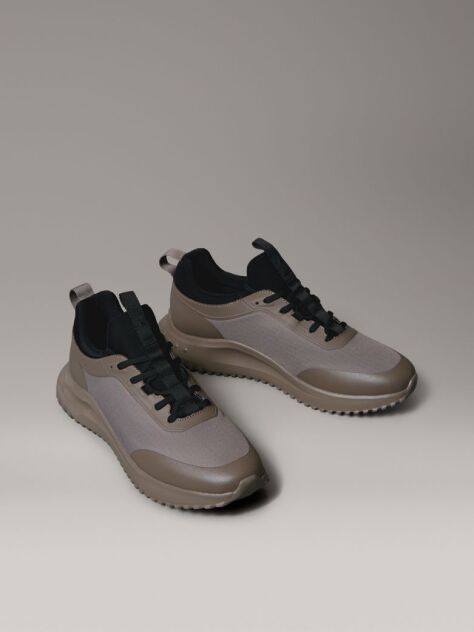 Multi Lace-Up Trainers With Mixed Textures  Men