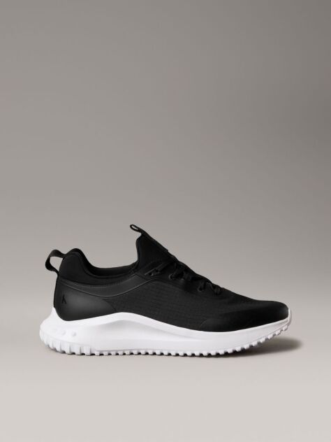 Black Lace-Up Trainers With Mixed Textures  Men