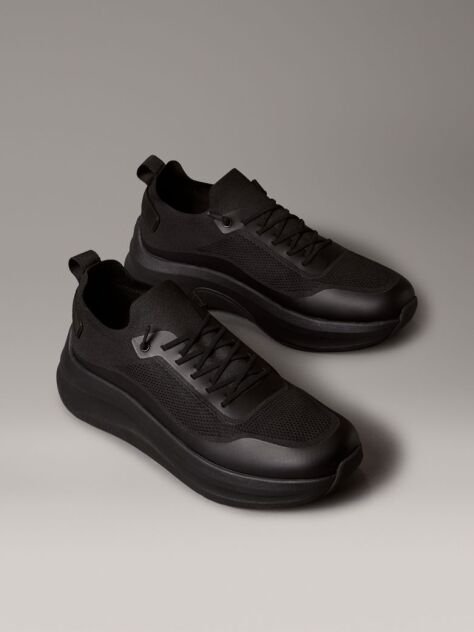 Black Mesh Chunky Runner Sock Trainers  Men