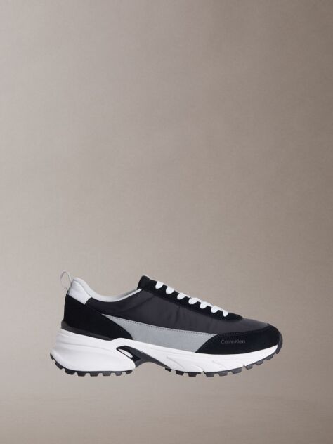 Black Suede and Nylon Runner Trainers  Men