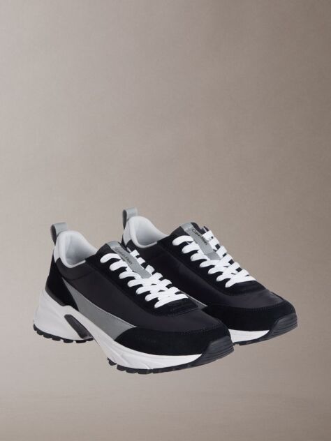 Black Suede and Nylon Runner Trainers  Men