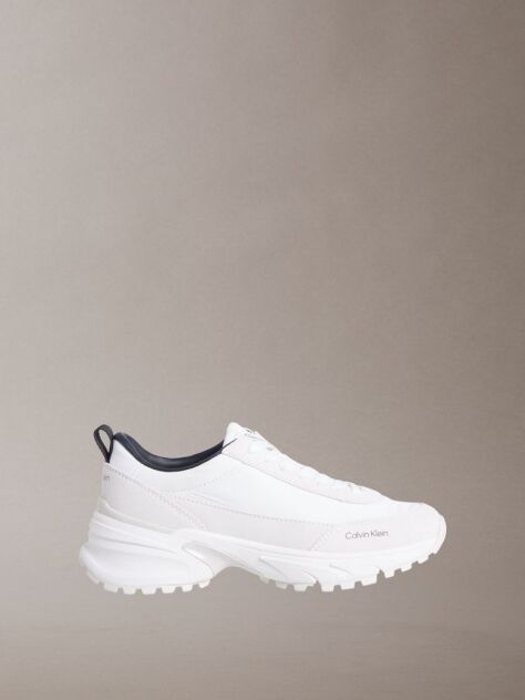 White Suede and Nylon Runner Trainers  Men