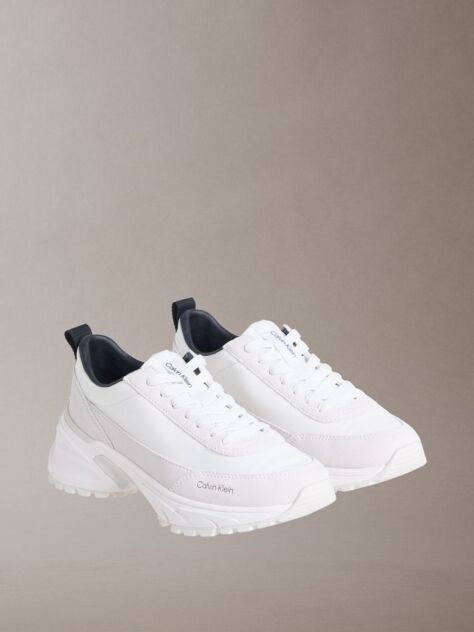 White Suede and Nylon Runner Trainers  Men