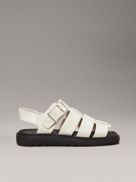 White Leather Fisherman Sandals  Women