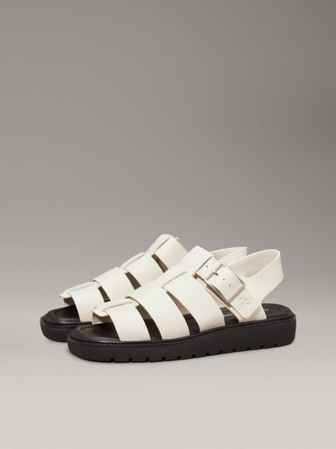 White Leather Fisherman Sandals  Women