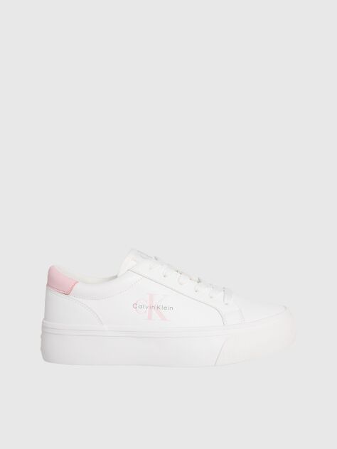 White Vulcanised Leather Trainers  Women