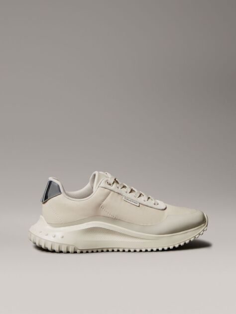 Beige Mirrored Silver Tab Ultralight Trainers  Women