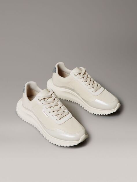 Beige Mirrored Silver Tab Ultralight Trainers  Women