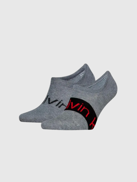 Grey Calvin Klein Logo Ribbon High-Cut Men's Footie 2 pack  Men