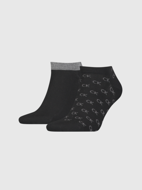 Black Calvin Klein CK Logo Men's Sneaker Socks 2 pack  Men