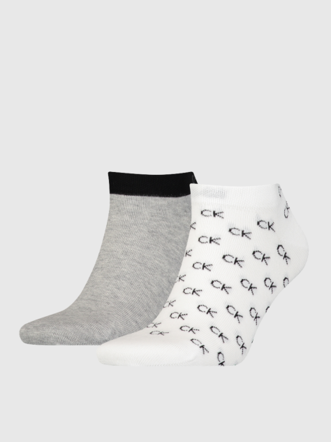 White Calvin Klein CK Logo Men's Sneaker Socks 2 pack  Men