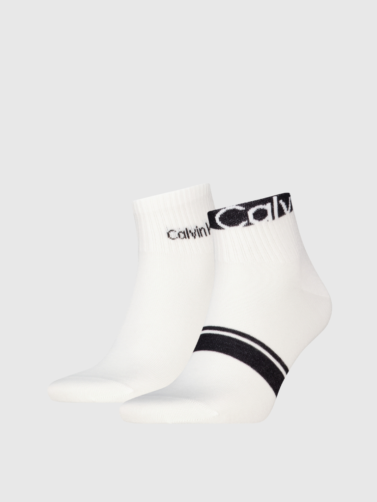 White 2 Pack Quarter Socks  Men