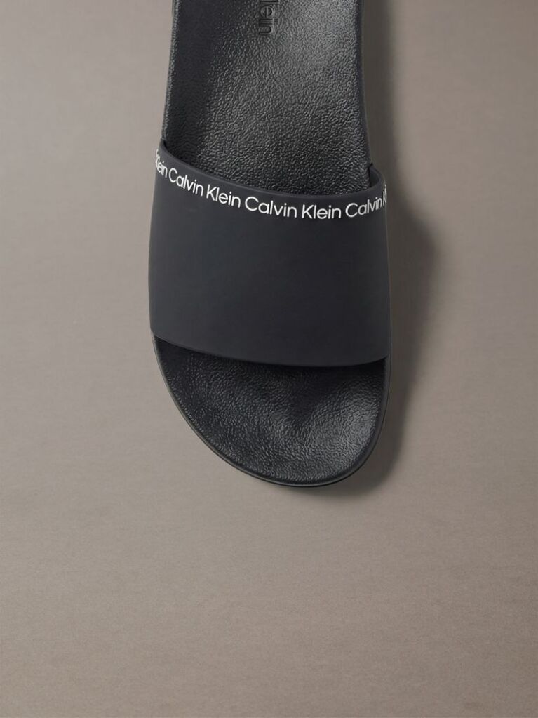 Black Contoured Logo Sliders  Men