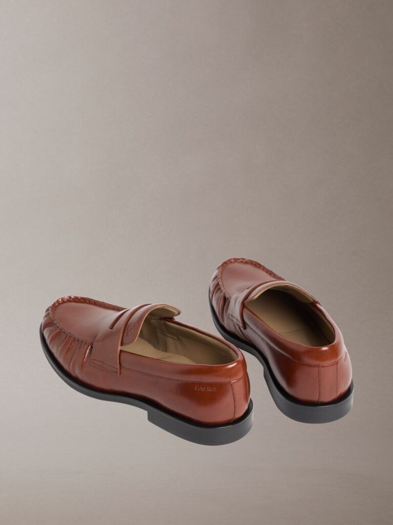 Brown Moses - Leather Pleated Penny Loafers  Men