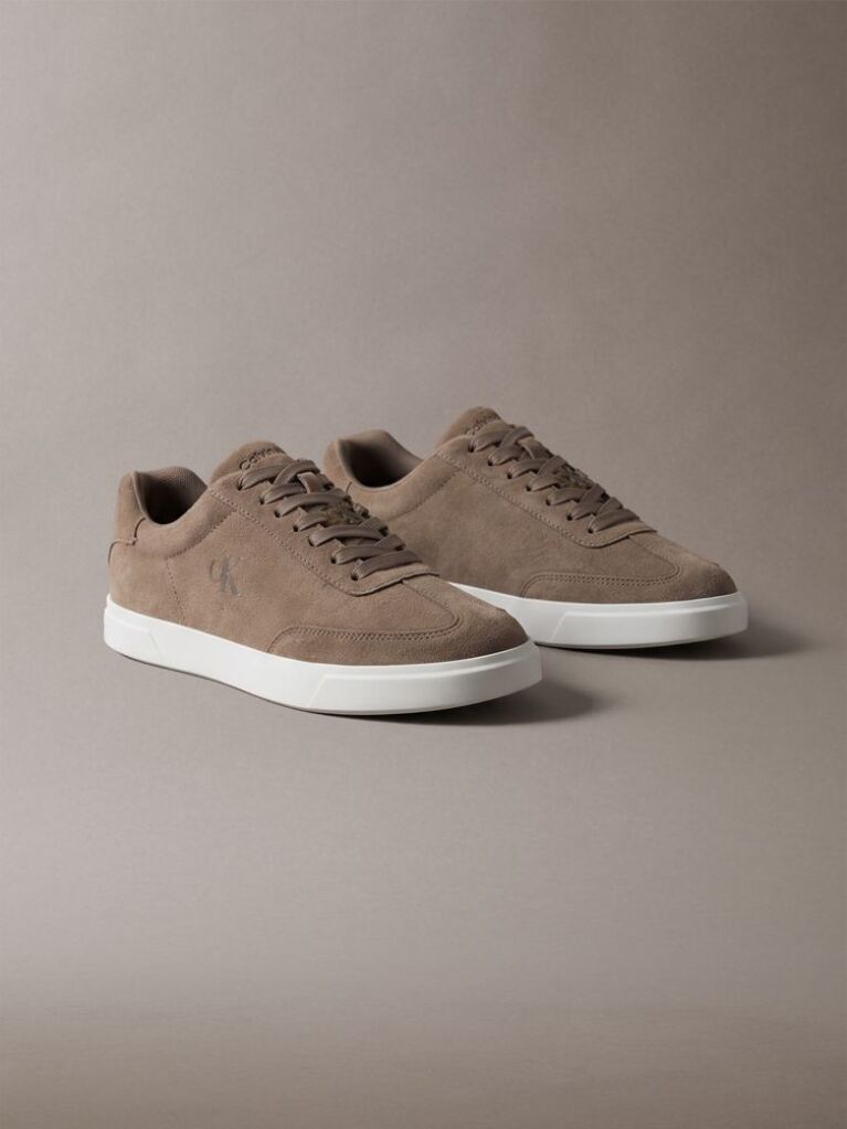 Brown Suede Signature Logo Trainers  Men