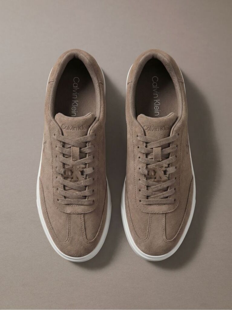 Brown Suede Signature Logo Trainers  Men