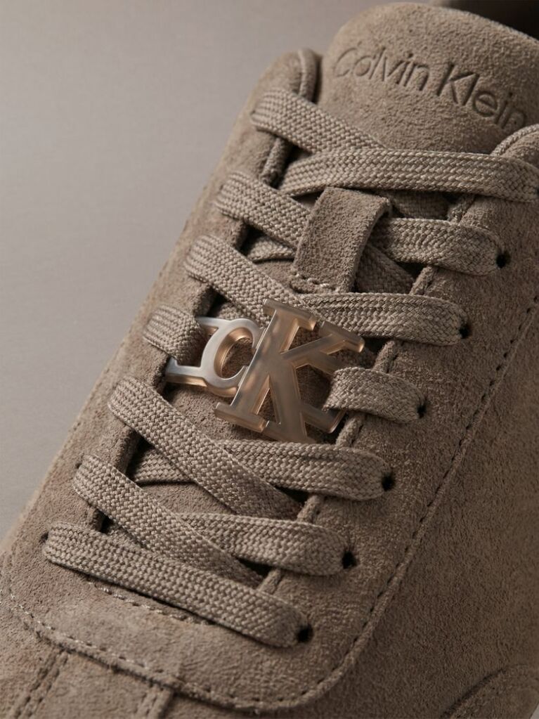 Brown Suede Signature Logo Trainers  Men
