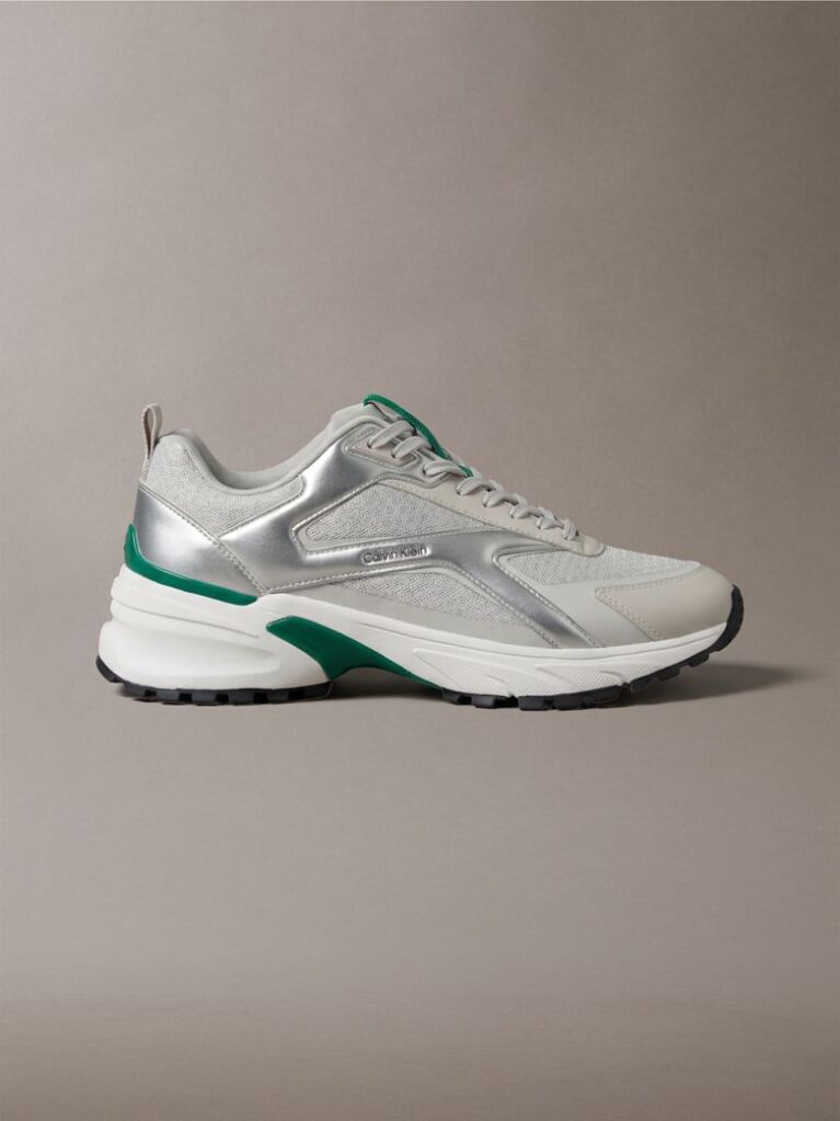Λευκό Sneakers Από Πλεκτό Ύφασμα Και Μεταλλικές Λεπτομέρειες  Άνδρας