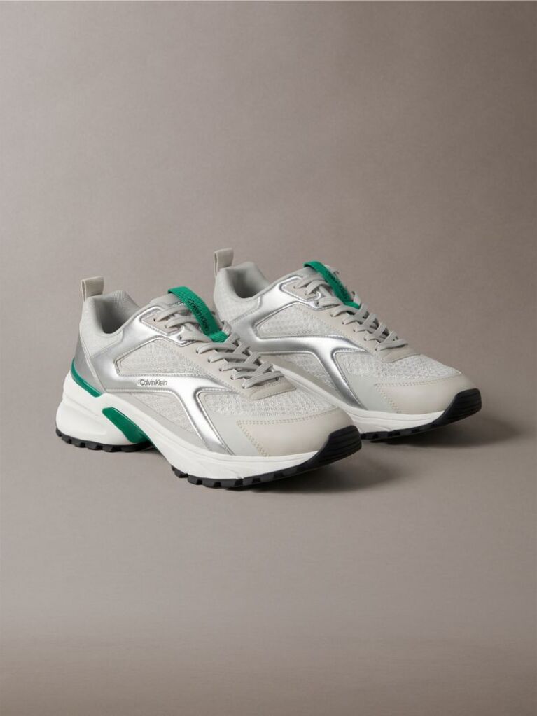 Λευκό Sneakers Από Πλεκτό Ύφασμα Και Μεταλλικές Λεπτομέρειες  Άνδρας