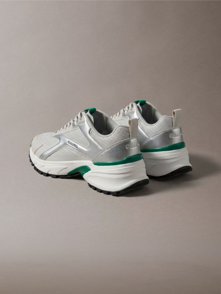 Λευκό Sneakers Από Πλεκτό Ύφασμα Και Μεταλλικές Λεπτομέρειες  Άνδρας