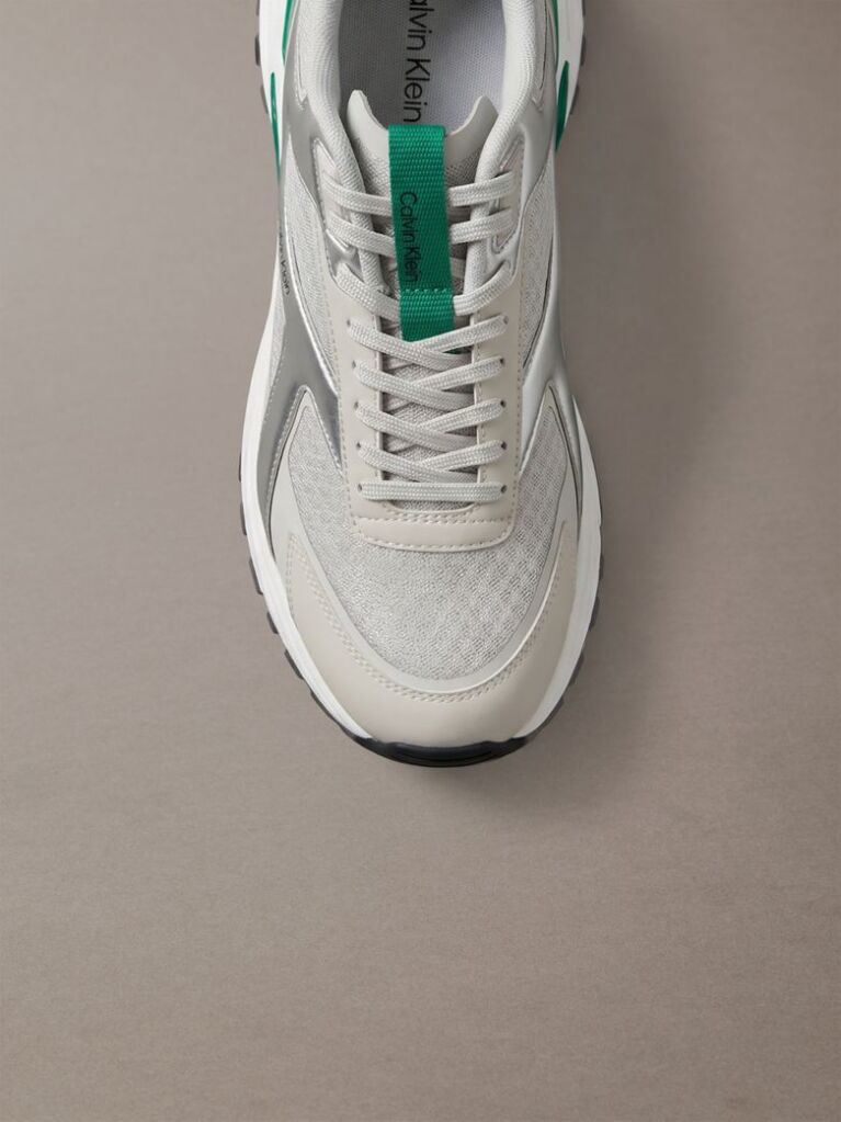 Λευκό Sneakers Από Πλεκτό Ύφασμα Και Μεταλλικές Λεπτομέρειες  Άνδρας