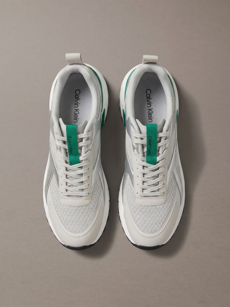 Λευκό Sneakers Από Πλεκτό Ύφασμα Και Μεταλλικές Λεπτομέρειες  Άνδρας