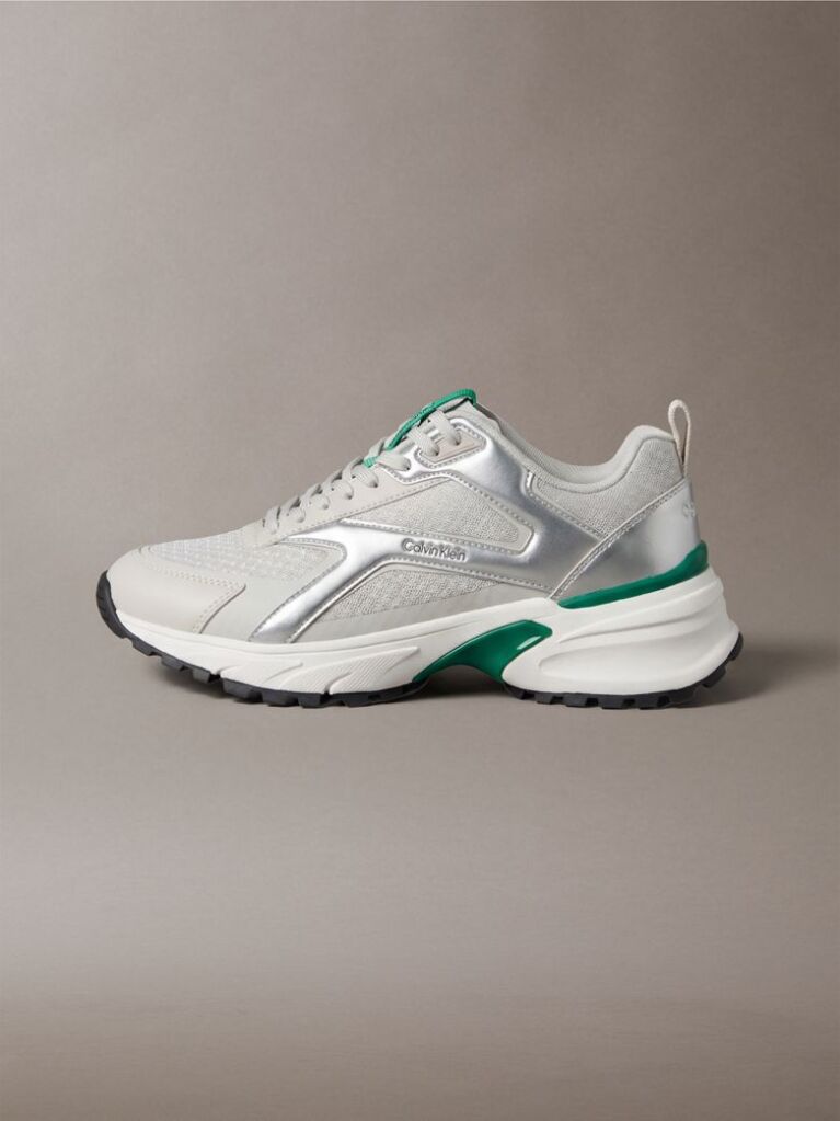 Λευκό Sneakers Από Πλεκτό Ύφασμα Και Μεταλλικές Λεπτομέρειες  Άνδρας