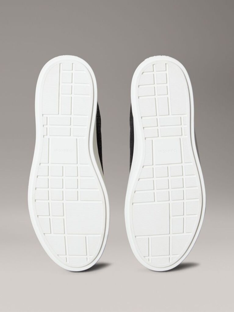 Black Leather Emblem Logo Pattern Sneakers  Women
