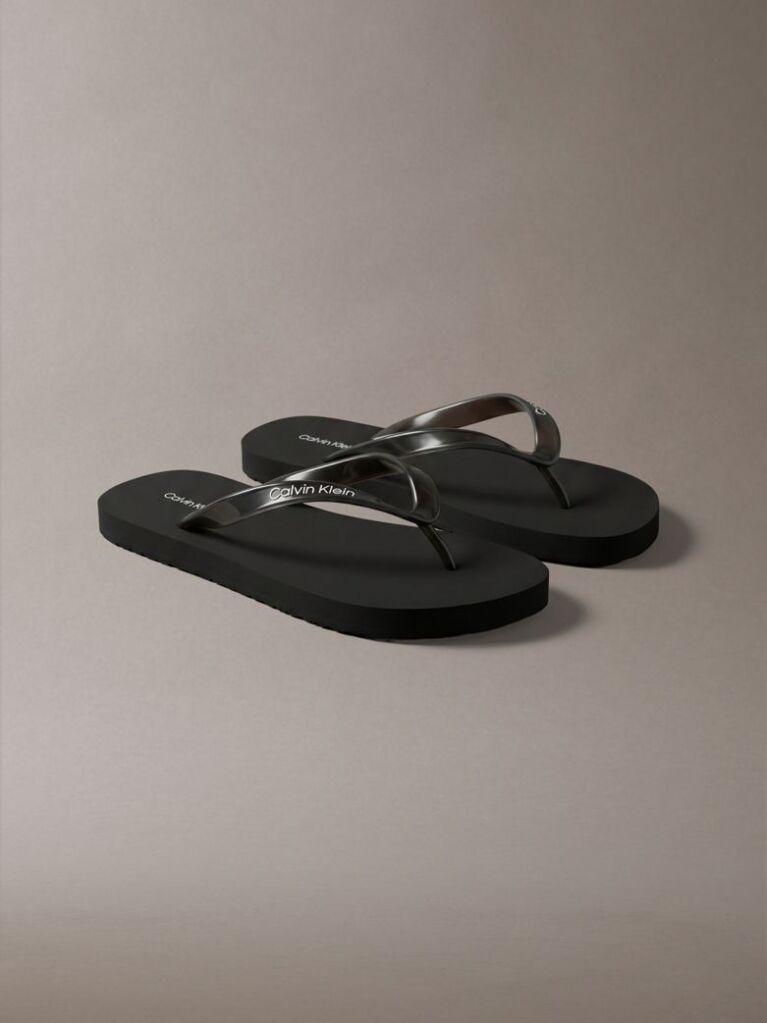 Black Arwa - Metallic Pearlised Flip Flops  Women