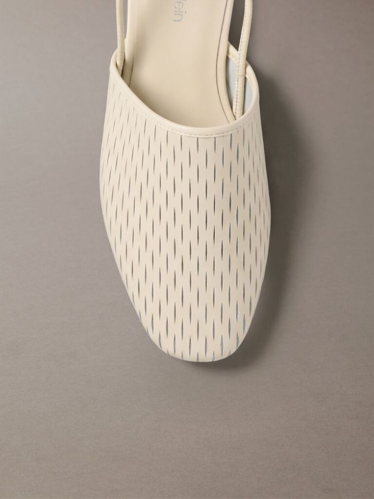 Beige Leather Slingback Mules  Women