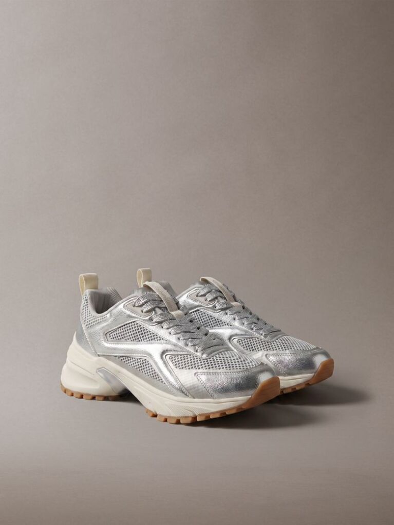 Silver Metallic Hike Runner Hybrid Sneakers  Women