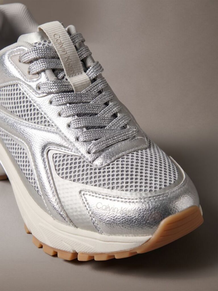 Silver Metallic Hike Runner Hybrid Sneakers  Women