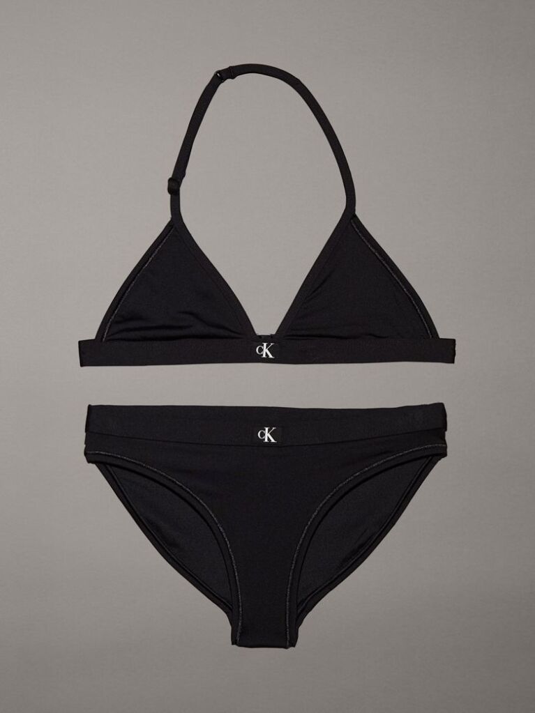 Black Girls Triangle Bikini Set - CK Monogram  Girls