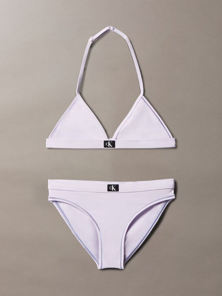 Purple Girls Triangle Bikini Set - CK Monogram  Girls