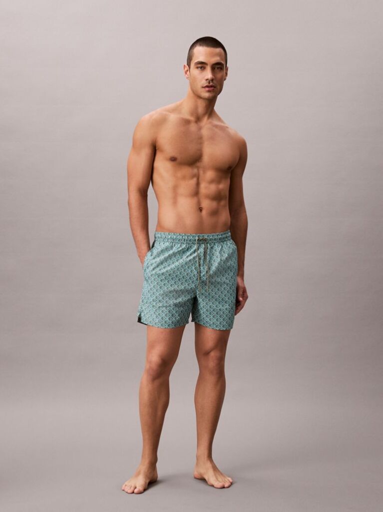 Green Solid Swim Shorts  Men