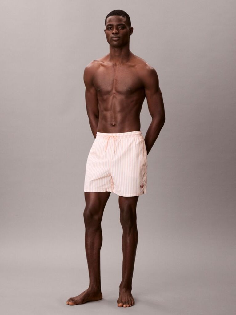 Orange Medium Drawstring Swim Shorts - CK Monogram  Men