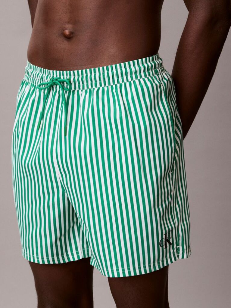 Green Medium Drawstring Swim Shorts - CK Monogram  Men